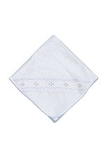 Baby Loren Tim Blue Dots Hand Smocked Pima Receiving Blanket