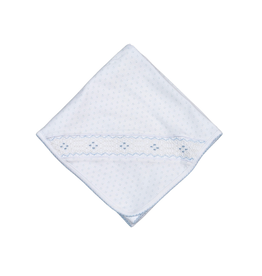 Baby Loren Tim Blue Dots Hand Smocked Pima Receiving Blanket