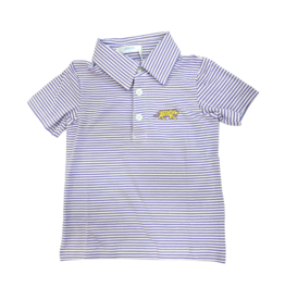 Lulu Bebe LLC Purple Stripe Embr Tiger Polo