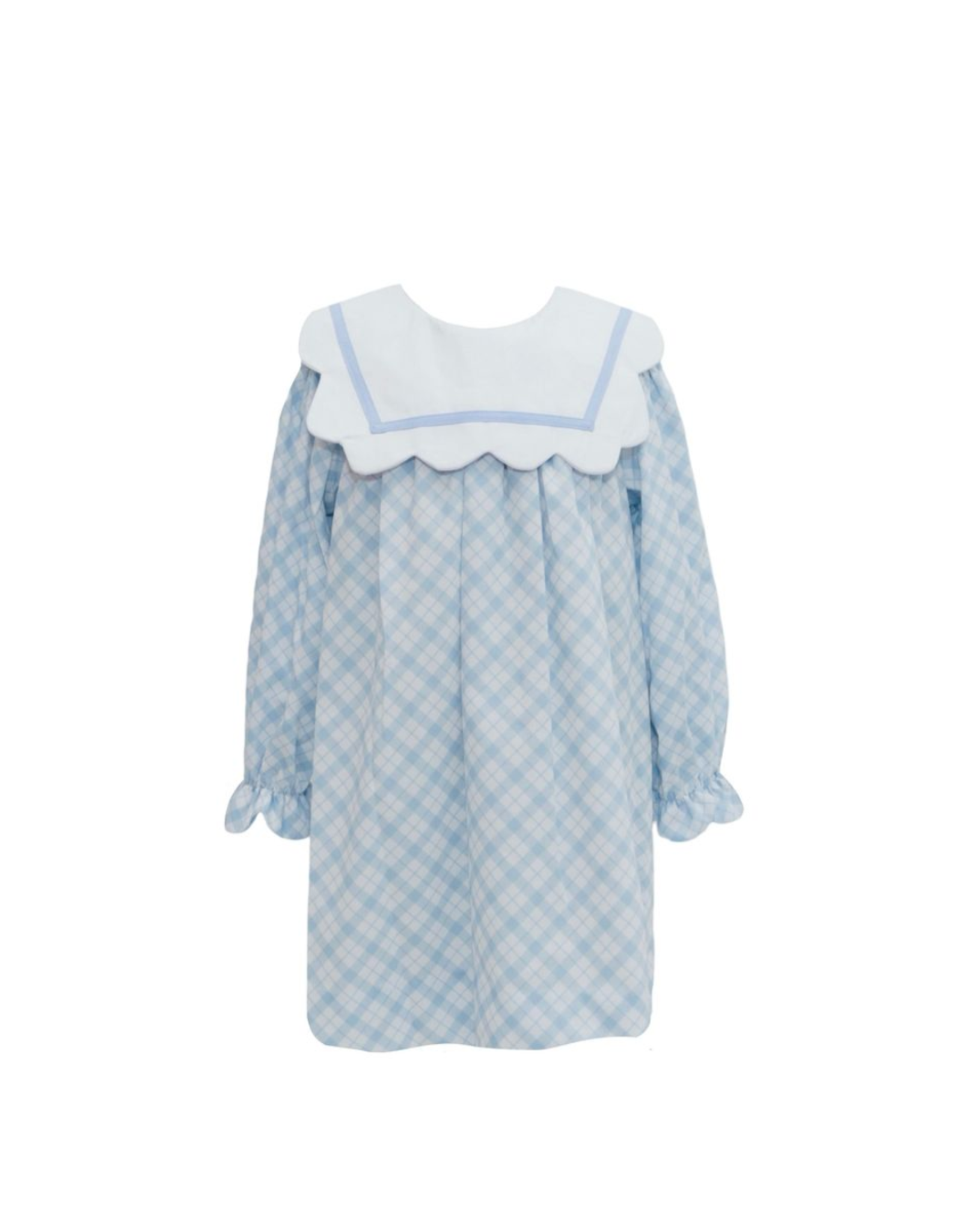 Krewe Kids Blue Plaid Scallop Collar Dress