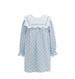 Krewe Kids Blue Plaid Scallop Collar Dress
