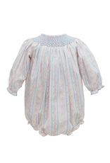 Krewe Kids Floral Stripe and Bows Long Sleeve Bishop Bubble