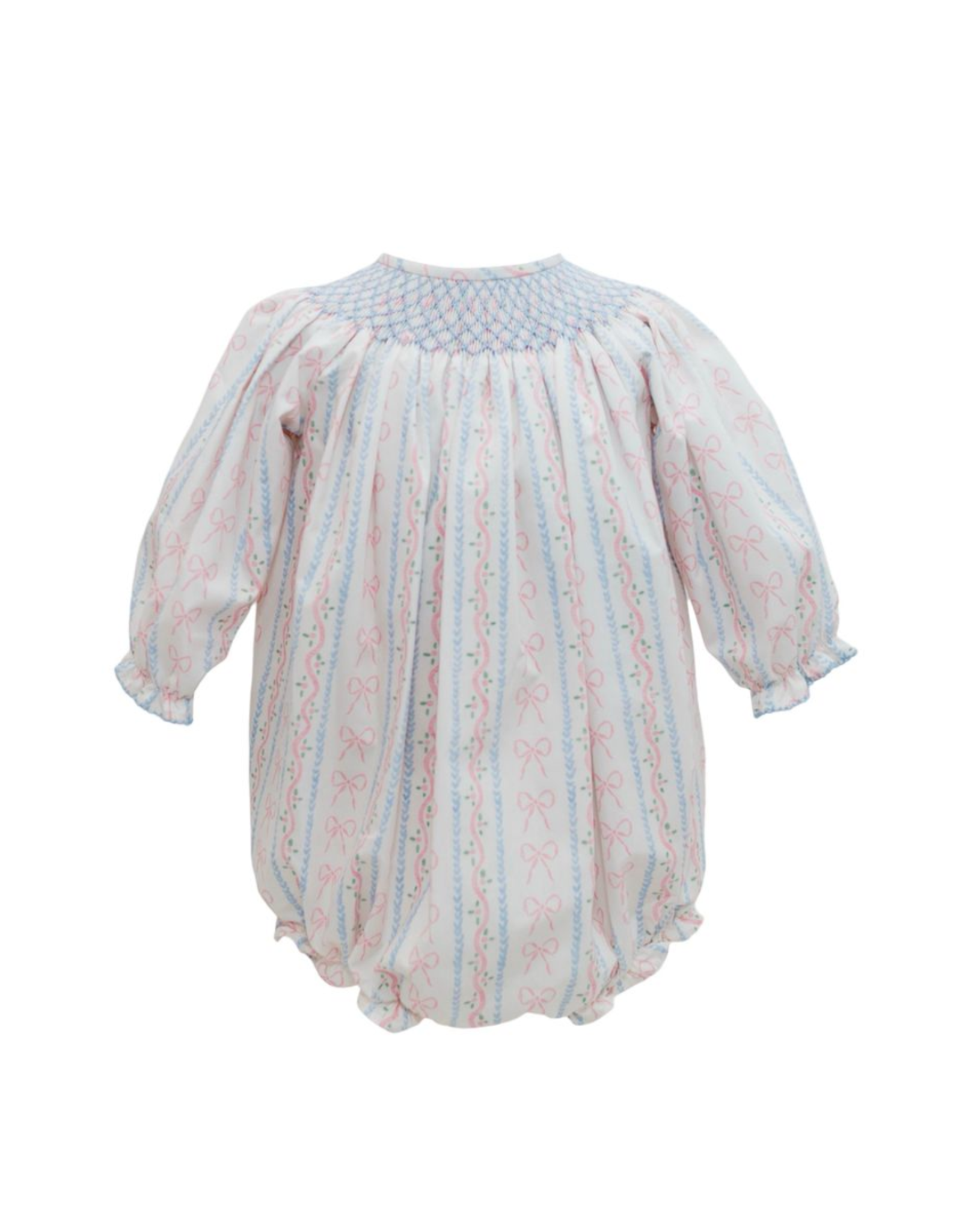 Krewe Kids Floral Stripe and Bows Long Sleeve Bishop Bubble
