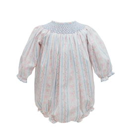 Krewe Kids Floral Stripe and Bows Long Sleeve Bishop Bubble