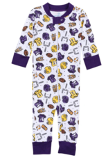 Magnolia Baby Future Draft Picks Zipper Footie, Purple/Gold
