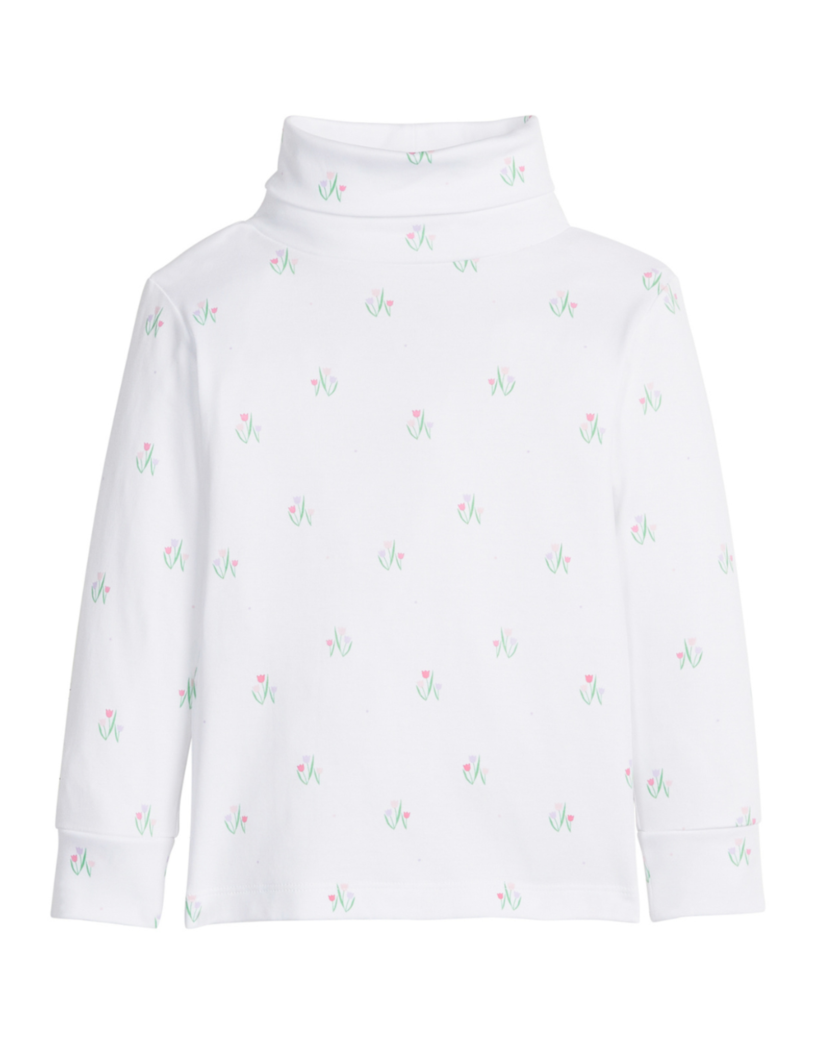 Little English Printed Turtleneck, Tulips