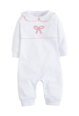 Little English Pink Bow Crochet Playsuit