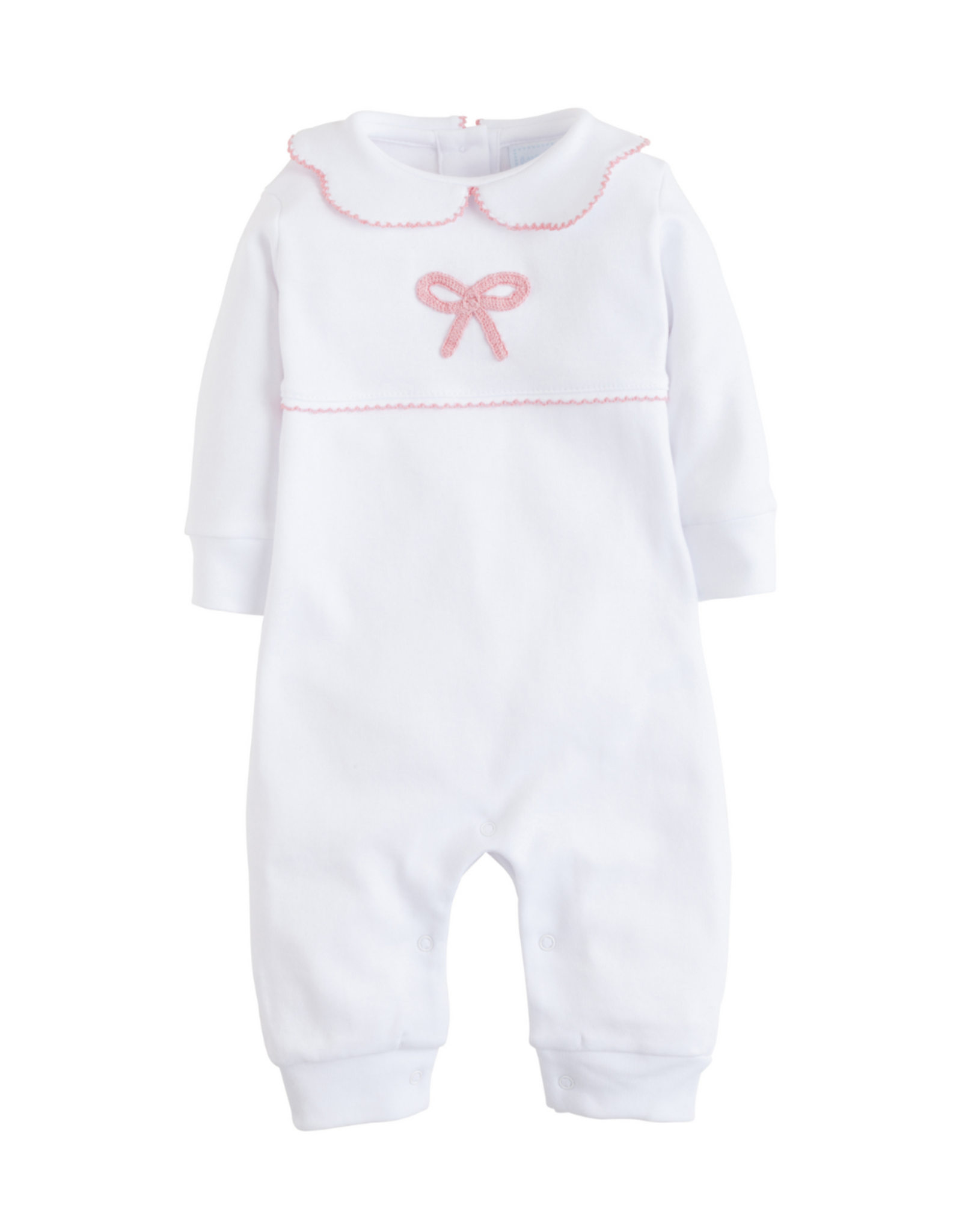 Little English Pink Bow Crochet Playsuit