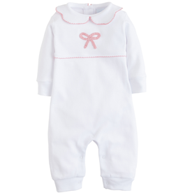 Little English Pink Bow Crochet Playsuit