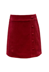 Pleat Reese Skirt, Red Cord