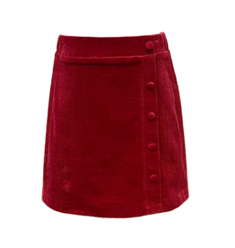 Pleat Reese Skirt, Red Cord