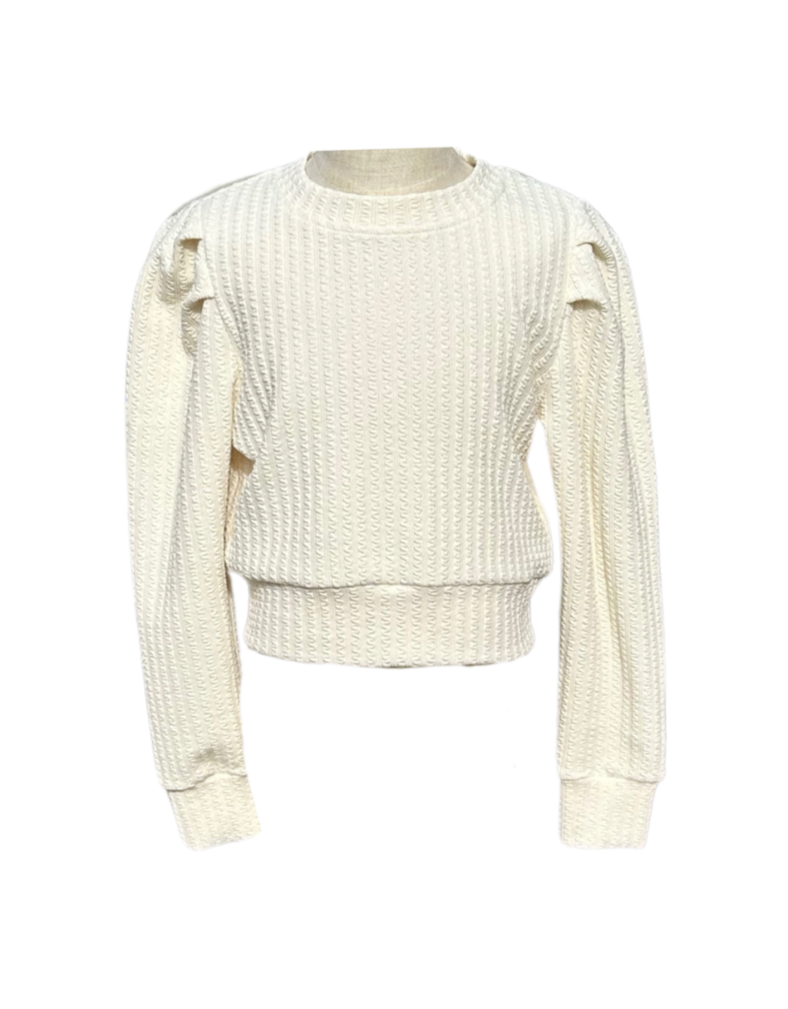 Pleat Jane Sweatshirt, Textured Cream