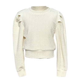 Pleat Jane Sweatshirt, Textured Cream