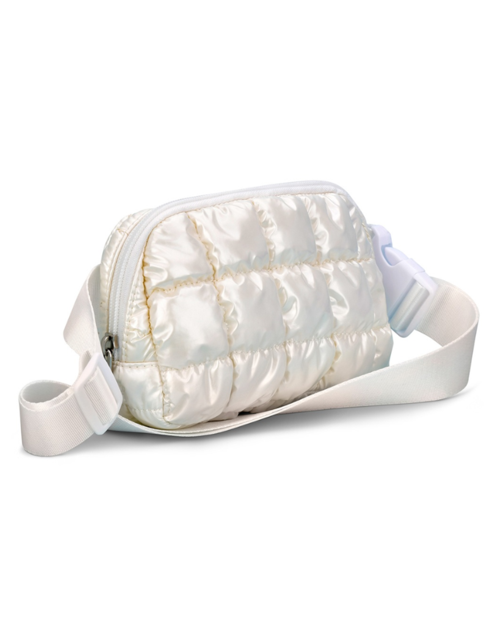 Iscream Pearl White Shiny Puffer Belt Bag