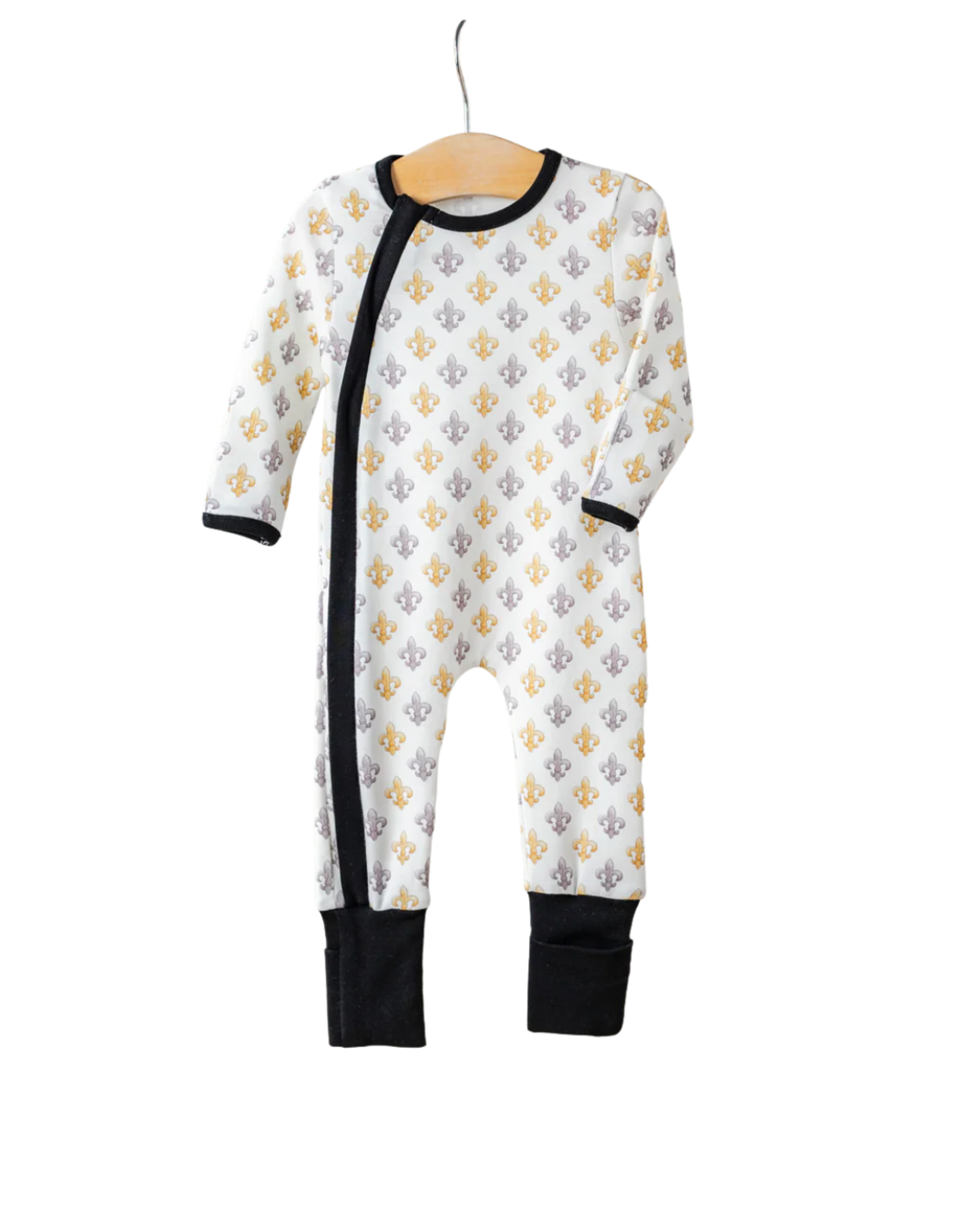 Nola Tawk Black & Gold Fleur de Lis Organic Cotton Zip-Up Pajamas