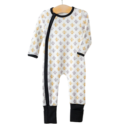 Nola Tawk Black & Gold Fleur de Lis Organic Cotton Zip-Up Pajamas