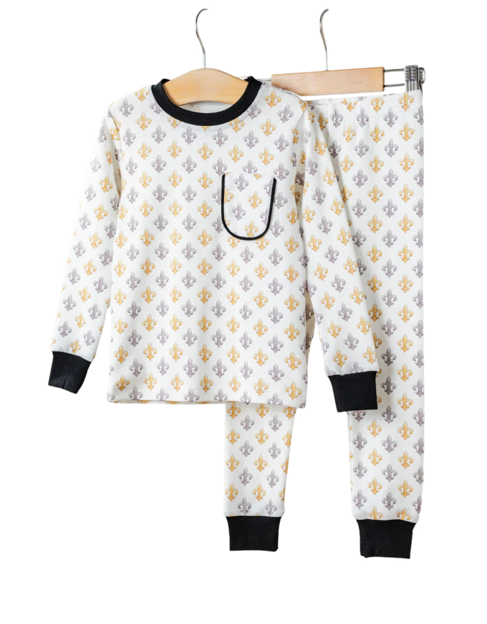 Nola Tawk Black & Gold Fleur de Lis Organic Cotton Pajama Set