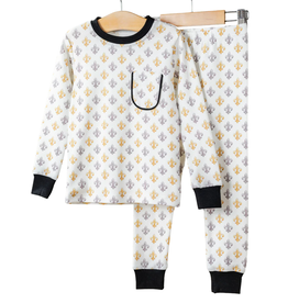 Nola Tawk Black & Gold Fleur de Lis Organic Cotton Pajama Set