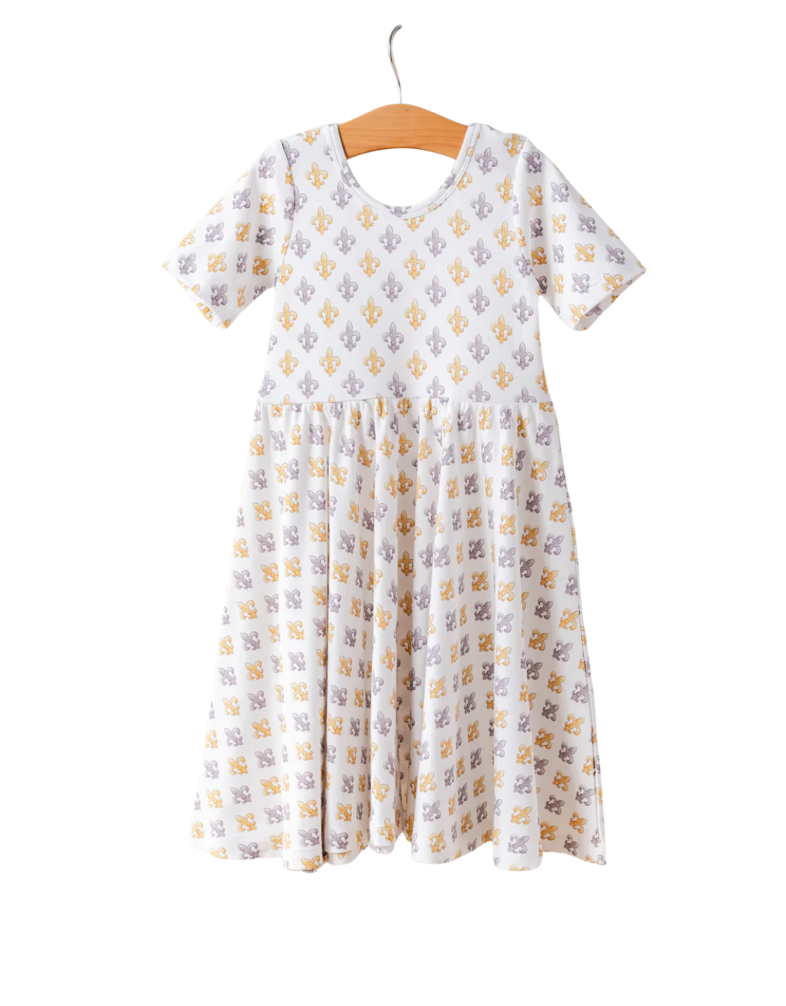 Nola Tawk Black & Gold Feur de Lis Organic Cotton Twirl Dress