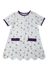 Ishtex Tiger Football Print Scallop Pocket Dress