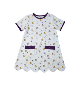 Ishtex Tiger Football Print Scallop Pocket Dress