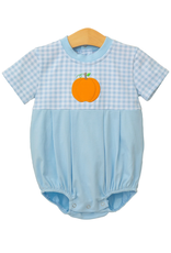 Trotter Street Kids Pumpkin Gingham Blue SS Bubble
