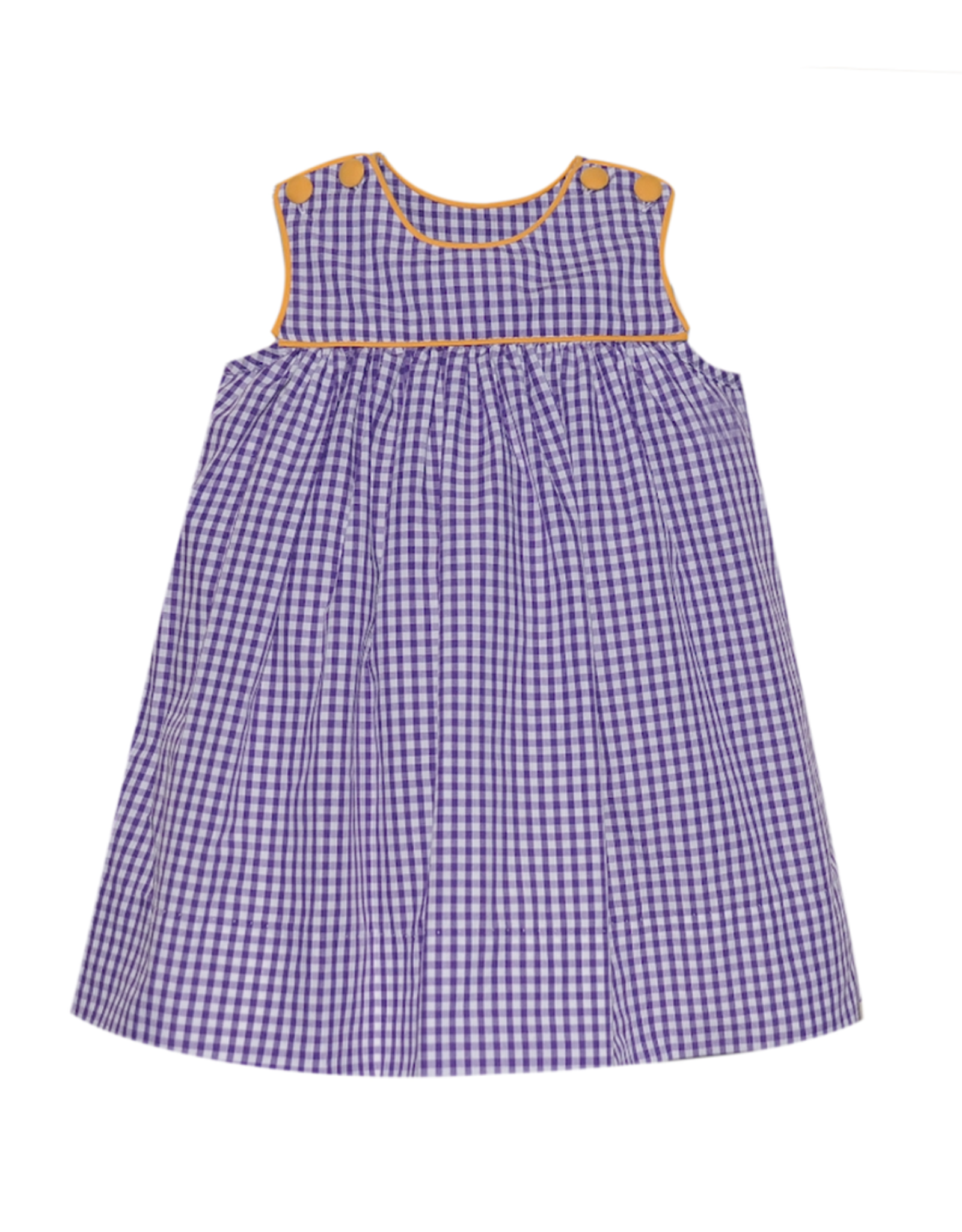 Southern Saturday Purple Gingham/Gold Dress w/ Buttons
