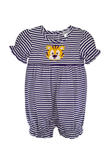 Ishtex Purple Stripe Tiger Applique Girls Bubble