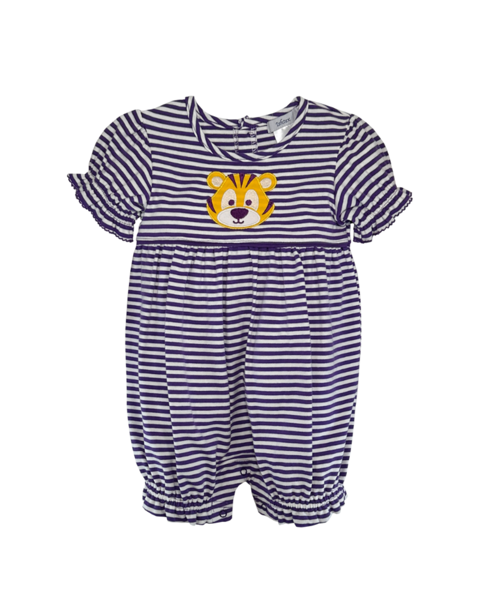 Ishtex Purple Stripe Tiger Applique Girls Bubble