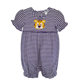 Ishtex Purple Stripe Tiger Applique Girls Bubble