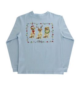 The Bailey Boys LS Logo Tee, Christmas Labs on Light Blue