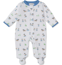 Kissy Kissy Puppy's Sleigh Riding Fun Zip Footie, Blue