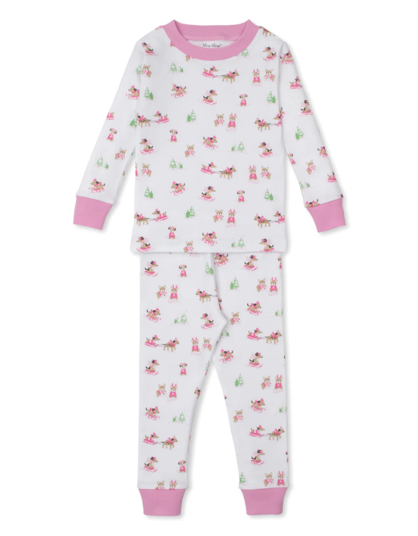 Kissy Kissy Puppy's Sleigh Riding Fun PJ Set, Pink