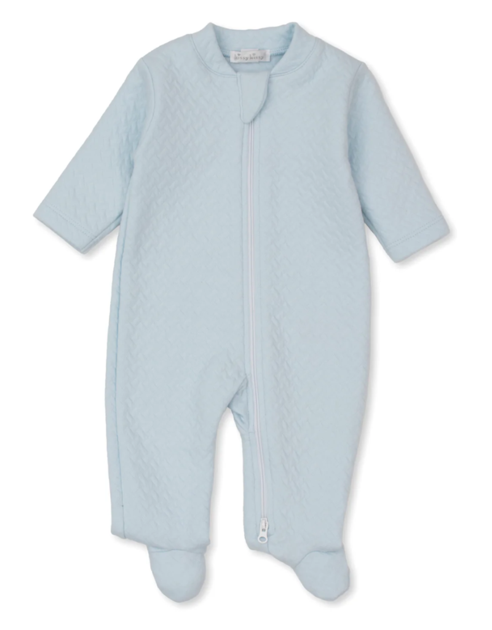 Kissy Kissy Classic Jacquard Zip Footie, Blue