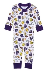 Magnolia Baby Future Draft Picks Zipper Footie, Purple/Gold