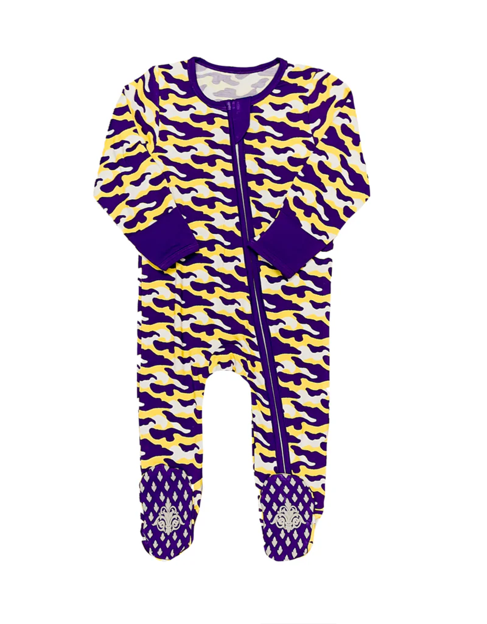 Belle Cher Purple and Yellow Camo Bamboo Zip PJs
