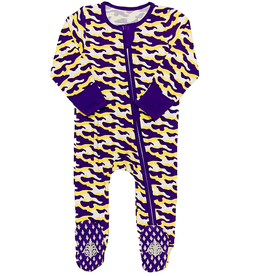 Belle Cher Purple and Yellow Camo Bamboo Zip PJs