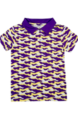 Belle Cher Purple and Yellow Camo Bamboo Polo