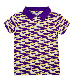 Belle Cher Purple and Yellow Camo Bamboo Polo
