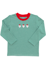 Itsy Bitsy Green Stripe Santa LS Tee