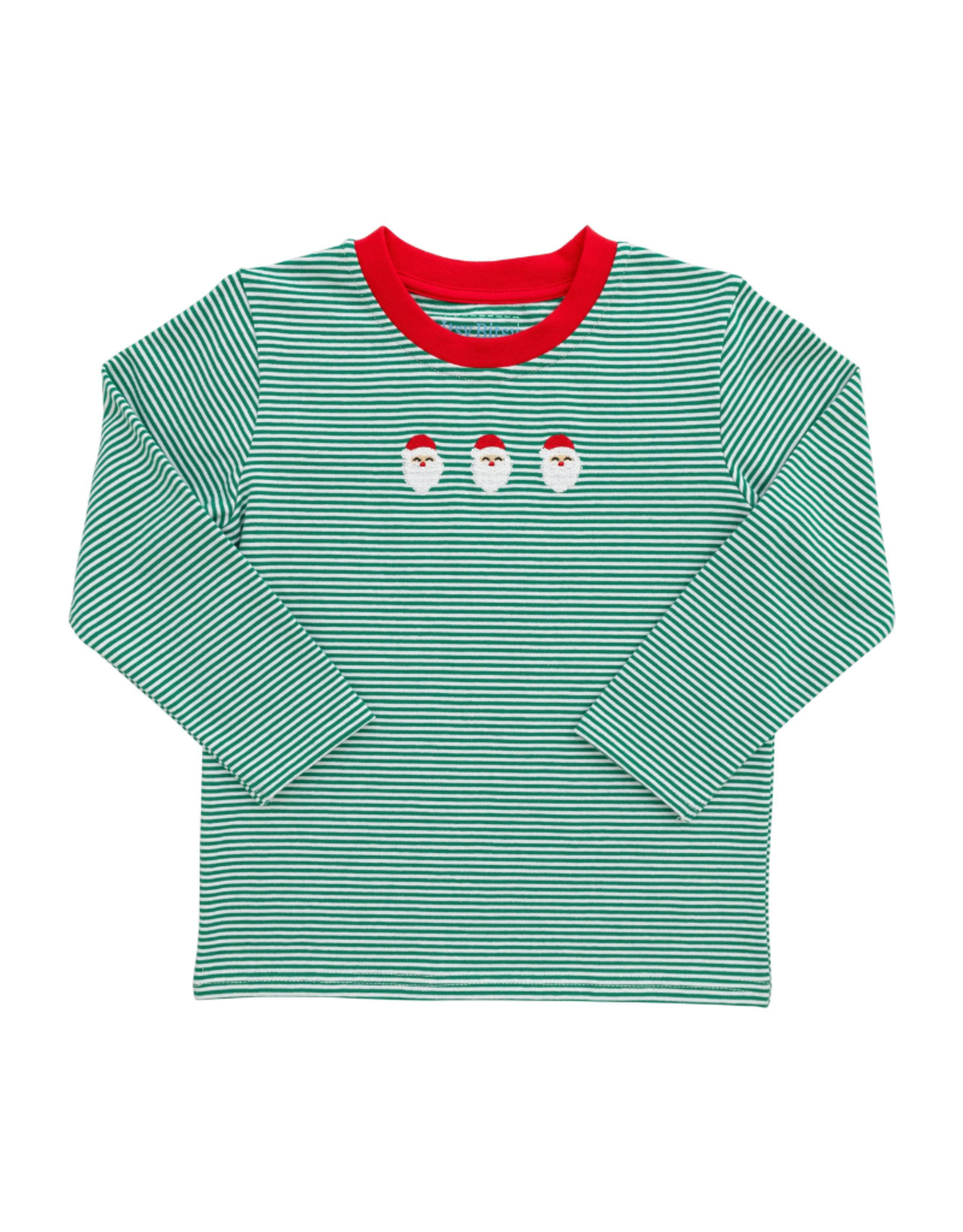 Itsy Bitsy Green Stripe Santa LS Tee