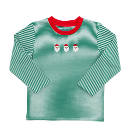 Itsy Bitsy Green Stripe Santa LS Tee