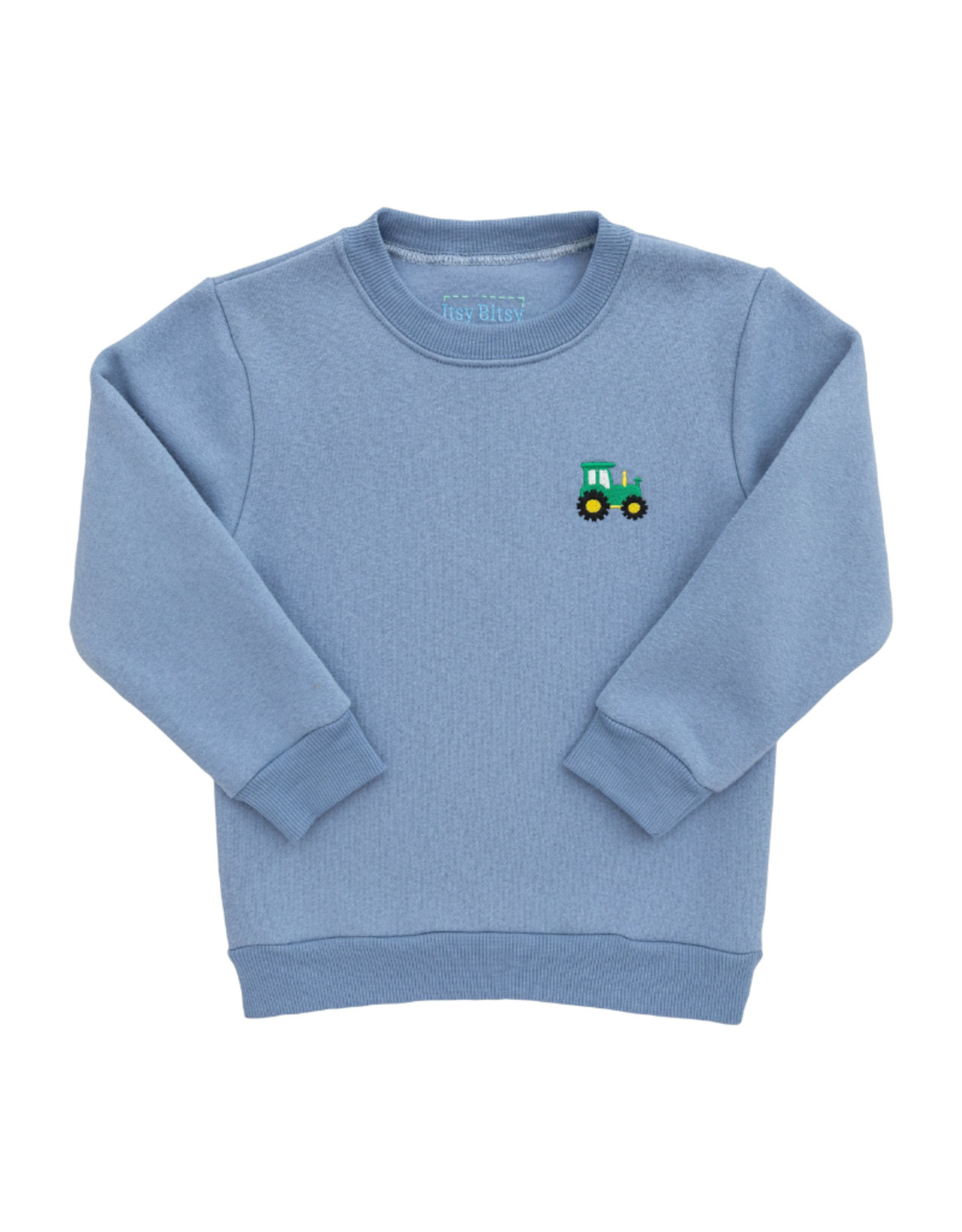 Itsy Bitsy Slate Blue Tractor Pullover