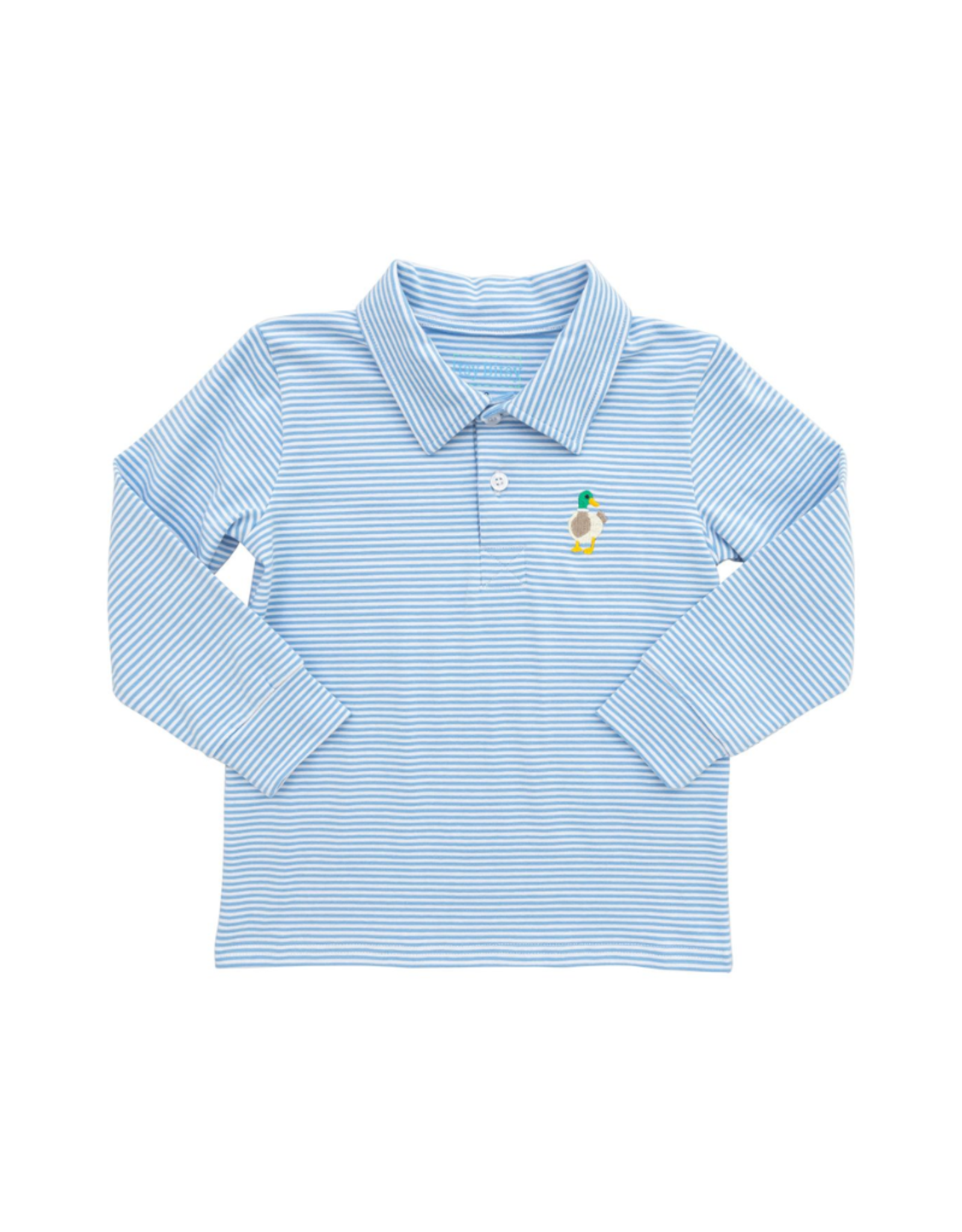 Itsy Bitsy Blue Stripe LS Mallard Polo