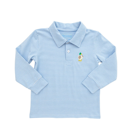 Itsy Bitsy Blue Stripe LS Mallard Polo