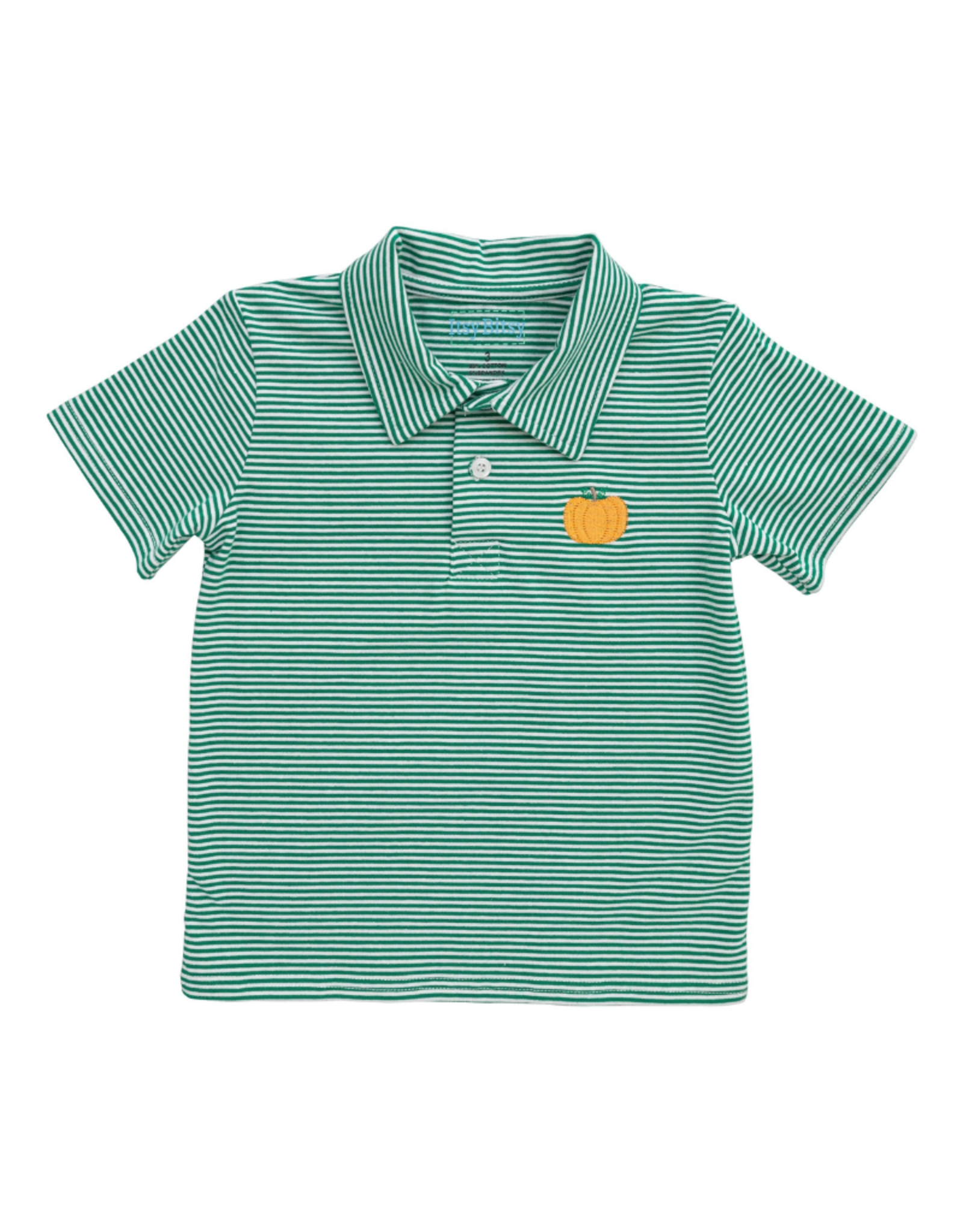 Itsy Bitsy Green Stripe Pumpkin Polo