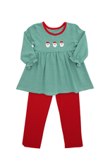 Itsy Bitsy Green Stripe Santa Legging Set