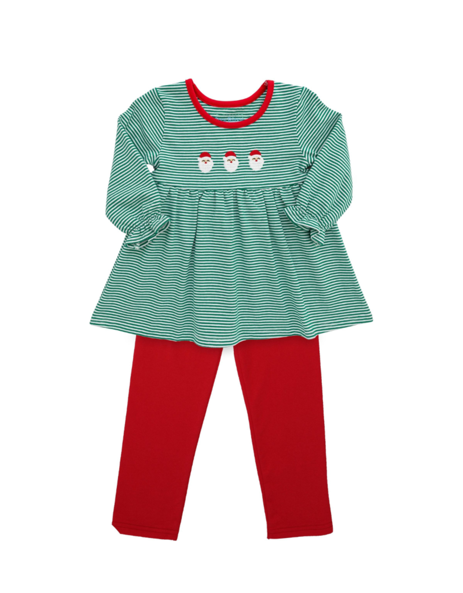 Itsy Bitsy Green Stripe Santa Legging Set