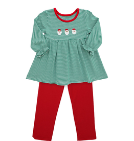 Itsy Bitsy Green Stripe Santa Legging Set