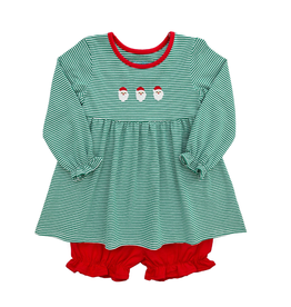 Itsy Bitsy Green Stripe Santa Bloomer Set